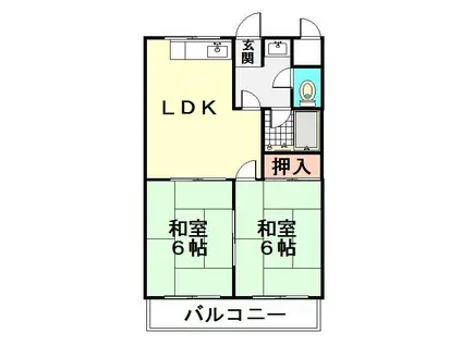 リバーサイド岡村(2LDK/2階)の間取り写真