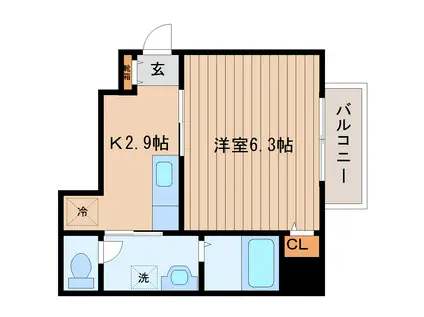 AZUL黒松(1K/1階)の間取り写真