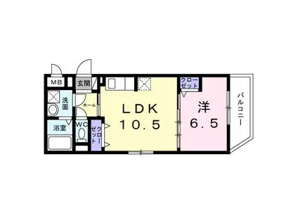 高祖 III(1LDK/1階)の間取り写真
