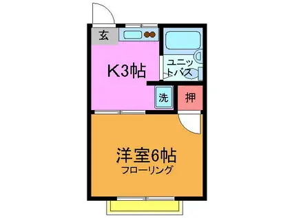 京成本線 市川真間駅 徒歩3分 2階建 築37年(1K/1階)の間取り写真