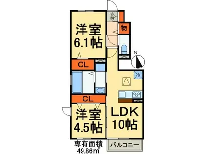 リゾーマ(2LDK/1階)の間取り写真