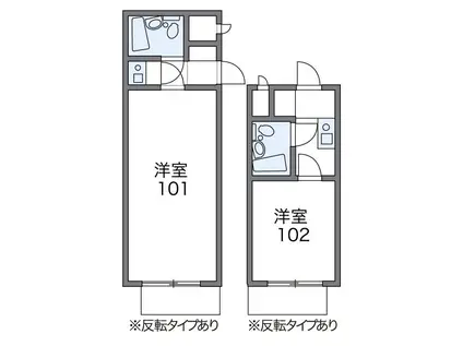 レオパレスグリーン(1K/1階)の間取り写真