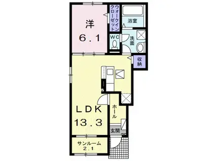 プルミエール手屋IV(1LDK/1階)の間取り写真