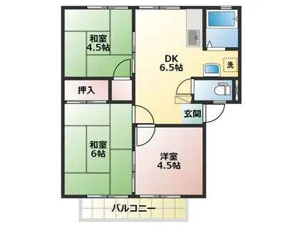 ニューハイツウィングスA(3DK/1階)の間取り写真