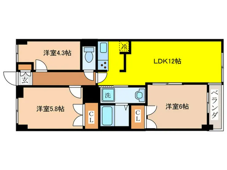 クレスト壱番館 5階階 間取り