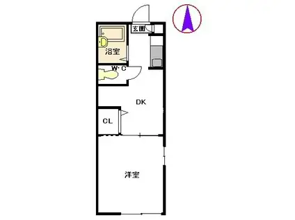 ソネットKOSE(1DK/1階)の間取り写真