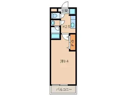 ティエラハウス西小二里(1K/2階)の間取り写真