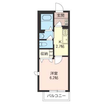 あさひハイツ(1K/2階)の間取り写真