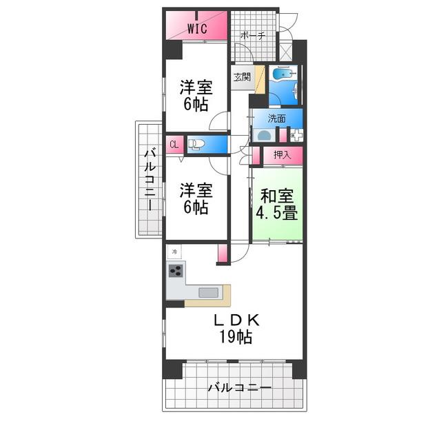 インペリアル鳳(3LDK/2階)の間取り写真