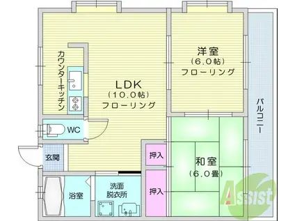 コーポドリームスA棟(2LDK/2階)の間取り写真