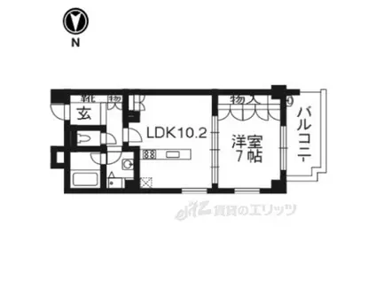 ゼファー京都上長者町通(1LDK/3階)の間取り写真