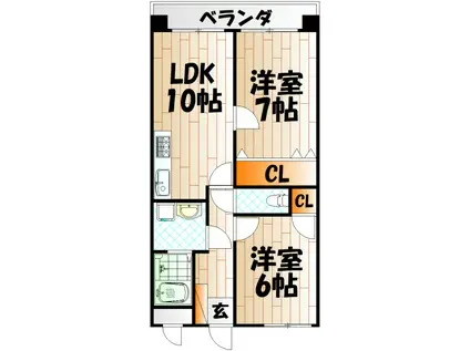 エルフ・フォレスト(2LDK/8階)の間取り写真