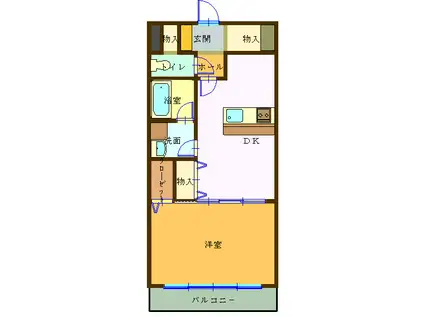北熊本ビル(1DK/2階)の間取り写真