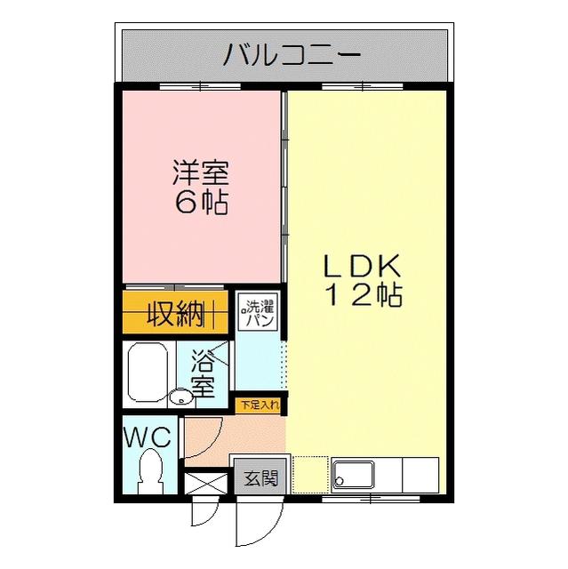 レックハウス ナガトウ C棟(1LDK/2階)の間取り写真