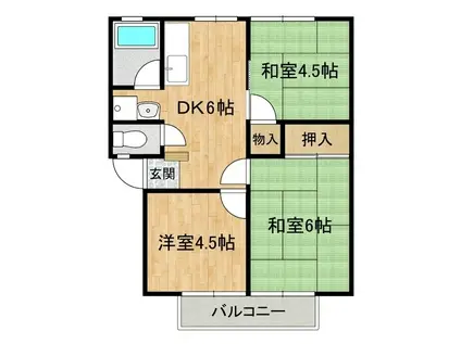 アーバンヒルA(3DK/2階)の間取り写真