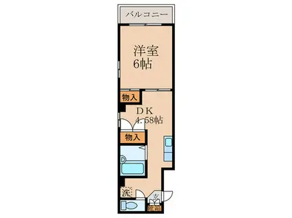 ベルフラワー(1DK/2階)の間取り写真