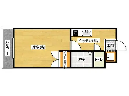 フラーリッシュ岡本(1K/2階)の間取り写真