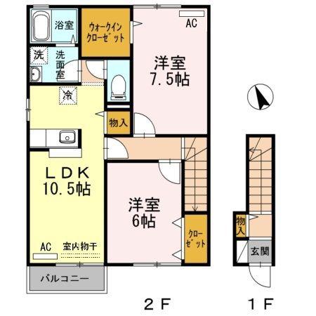 グレイススクエア新涯5A棟(2LDK/2階)の間取り写真