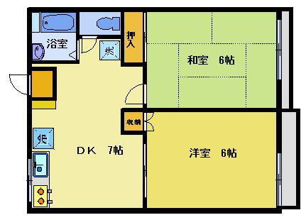 ファミーユ八王子(2DK/2階)の間取り写真