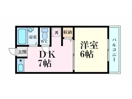 インタービレッジ三条(1DK/6階)の間取り写真