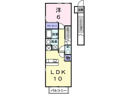 ウィング・コート(1LDK/2階)の間取り写真