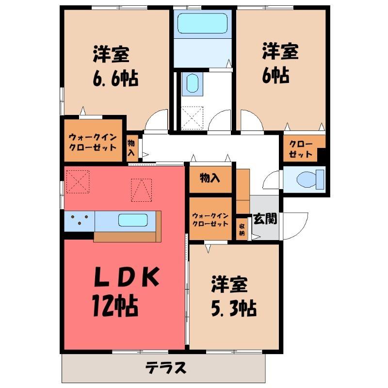 レジ―ア(3LDK/1階)の間取り写真