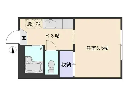 ロジュマン氷川台(1K/2階)の間取り写真