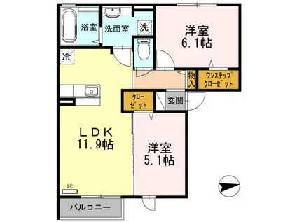 エスポワール(2LDK/2階)の間取り写真