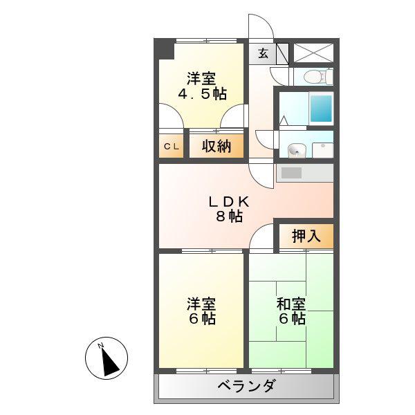 アルトラマンション中垣外(3LDK/2階)の間取り写真