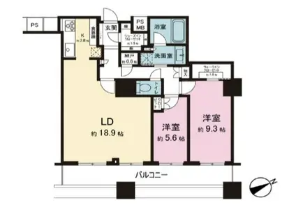 ザ・パークハウス西新宿タワー60(1LDK/52階)の間取り写真