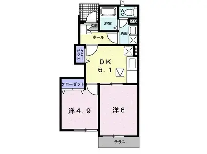 ラパヌイB(2DK/1階)の間取り写真