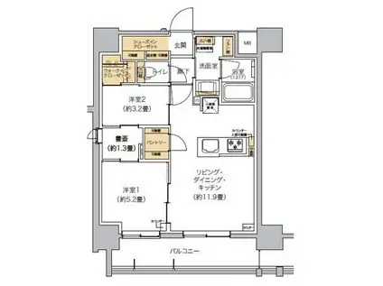 リビオメゾン芝浦(2LDK/4階)の間取り写真