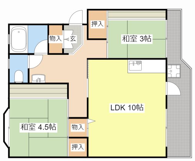 第一辻ハイツ(2LDK/2階)の間取り写真