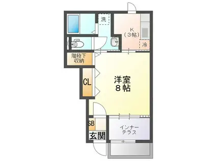 ラ・トレフル(1K/1階)の間取り写真