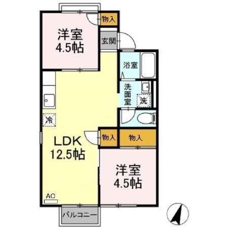 メゾン高橋(2LDK/2階)の間取り写真
