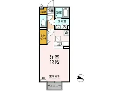 グランドソレイユ(ワンルーム/1階)の間取り写真