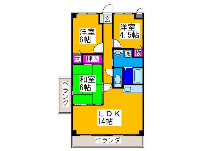 メゾンM(3LDK/3階)の間取り写真