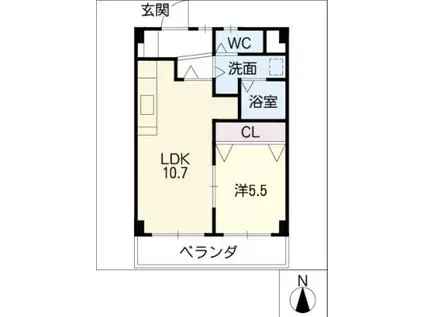 名鉄河和線 住吉町駅 徒歩5分 3階建 築26年(1LDK/2階)の間取り写真