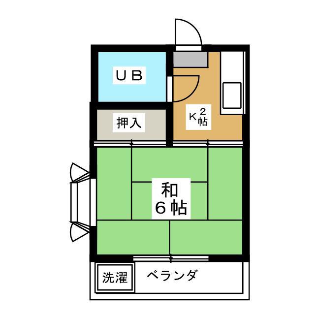 ハイツ御殿山(1K/1階)の間取り写真