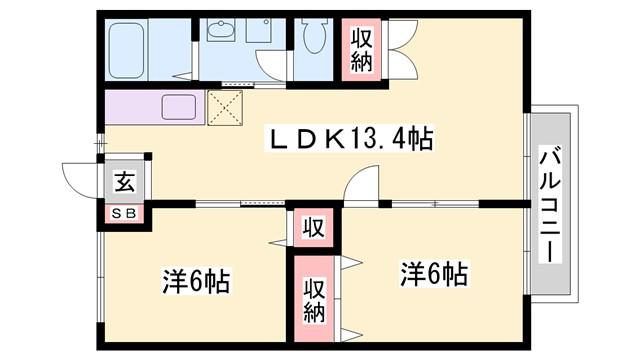 メゾン白国2号(2LDK/2階)の間取り写真