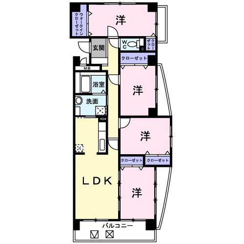 グランソレイユ西中央(4LDK/5階)の間取り写真
