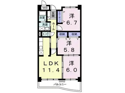 グランドレジデンス(3LDK/2階)の間取り写真