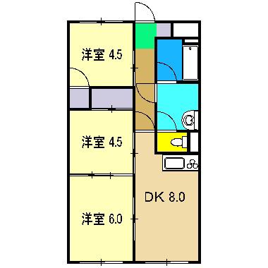 コーポ小笠原(3DK/2階)の間取り写真