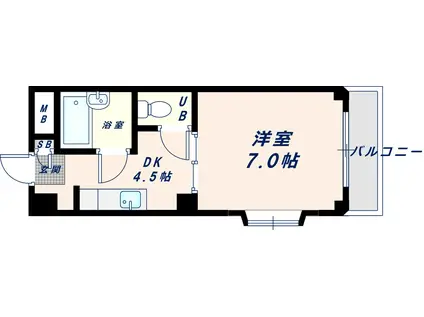北島ハイツ(1DK/3階)の間取り写真