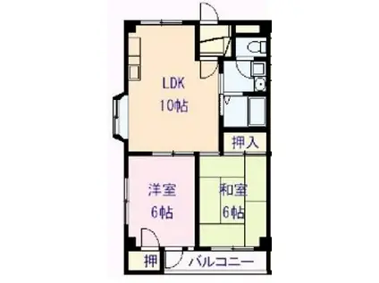 カーサ・デルソール(2LDK/2階)の間取り写真