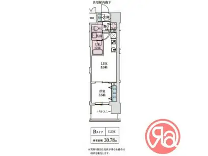 スプランディッド本町東DUE(1LDK/10階)の間取り写真