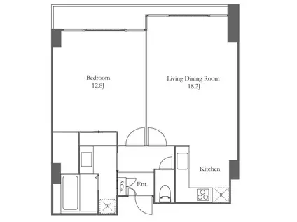 品川プリンスレジデンス(1LDK/7階)の間取り写真