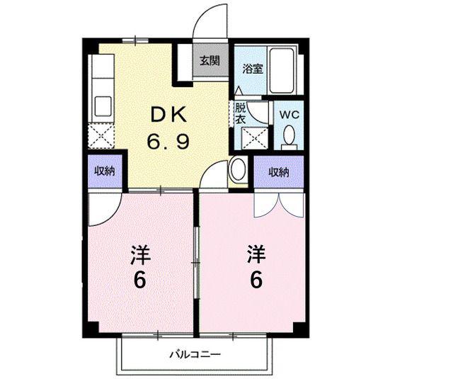 キャナルシティ壱番館(2DK/1階)の間取り写真
