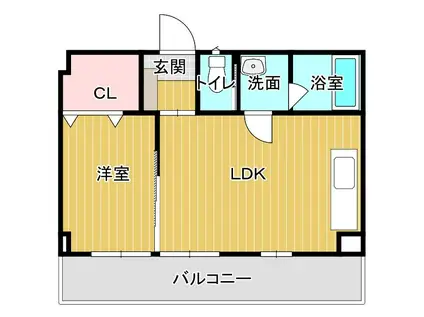 シャトー鉄砲塚(1LDK/3階)の間取り写真