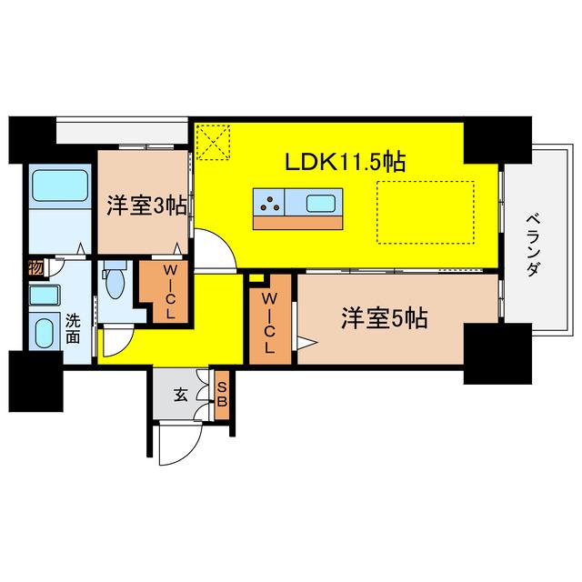 アーバネックス南新町(2LDK/6階)の間取り写真
